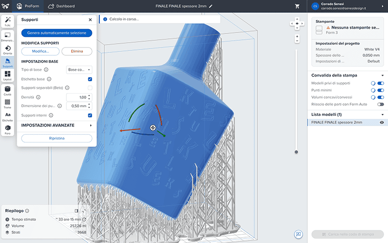 Prototipazione 3D di una bottiglia